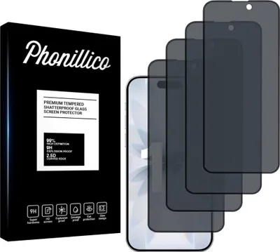 Produktbild von Hartglas Anti-Spy für iPhone 17 [4 Stück] Schwarze Displayschutzfolie Screen Protector Film Privacy Anti-Kratzer Glas Resistant Phonillico®