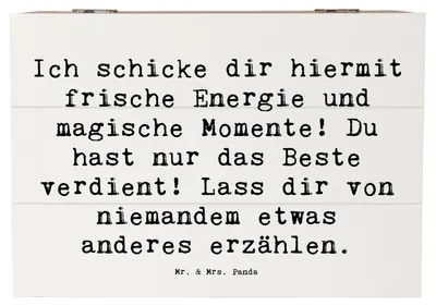 Produktbild von Mr. & Mrs. Panda Box Spruch Freude und Energie 22 x 15 cm - Weiß - Geschenk, schenken, fotobox, schmuckbox, Zitat, Glück, Motivation, Magie der, truhe holz, Gefühl