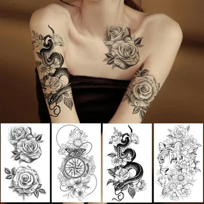 Productafbeelding van Famanu Waterdichte Tijdelijke Tattoos - Bloemenmotieven - 14 stuks