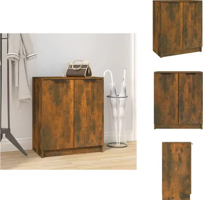 Image de vidaXL Armoire à chaussures chêne fumé 59x35x70 cm Bois composite - Étagères à chaussures & Armoires à chaussures