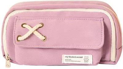 Immagine prodotto di Astuccio viola 21x11,5 cm, 3 scomparti, cerniera, scuola, ufficio