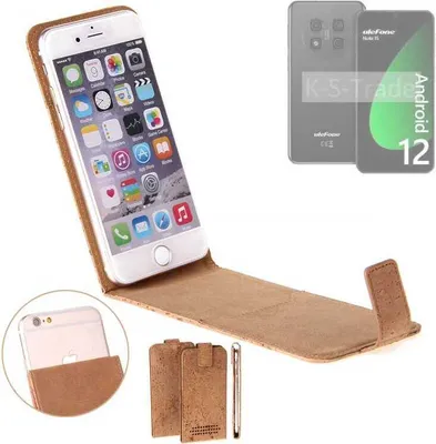 Produktbild von K-S-Trade Handyhülle kompatibel mit Ulefone Note 15 Kork Hülle Flipstyle Case Schutzhülle Kork Case Hülle Flip cover Klapphülle Klapp, braun 1x