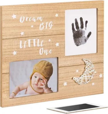 Obrázok produktu pre Navaris fotorámik na odtlačky detských rúk - 30 x 25 x 2,5 cm sada na odtlačky rúk a nôh - fotorámik s atramentovou podložkou