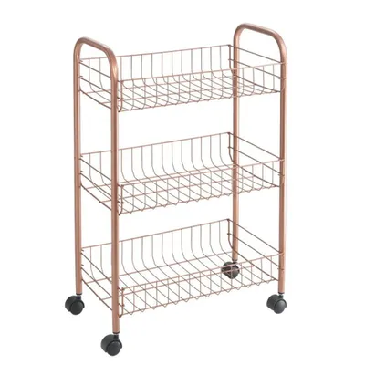 Produktbild von METALTEX 344403000 Lugano Allzweckwagen mit 3 Etagen Polytherm Copper / Rollregal, Höhe 63 cm