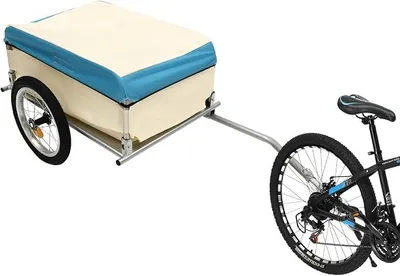 Imagen del producto de Remolque para bicicletas, plegable, transportador de carga con enganche, capacidad de carga de 50 kg, estructura de acero, ideal para camping y compras
