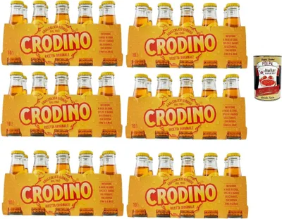 Produktbild von Crodino aperitivo biondo, 60x 100 ml, alkoholfreier Aperitif bitter, Italienischer nicht -alkoholischer Aperitif bereit zu trinken + Italian Gourmet polpa 400g