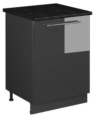 Image de Meuble bas sous-évier Vicco Fame-Line Anthracite Haute brillance/Anthracite 60cm, Model 63412