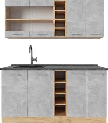 Produktbild von Singleküche Vicco R-Line Beton/Goldkraft Eiche 160 cm , AP Anthrazit, Model 53704
