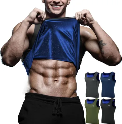 Produktbild von RDX Herren Saunaweste, wärmespeichernder Schweiß-Taillentrainer – REACH 100 er Body Shaper – Gewichtsverlust-Trimmer, heißes Korsett, Kompressions-Pullover mit Reißverschluss – Fitness-Tanktop für Fitnessstudio