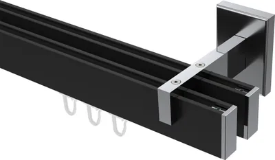 Produktbild von Interdeco Innenlaufstange / Gardinenstange mit Innenlauf Schwarz / Chrom, Typ Smartline Paxo (Kappe), 14x35 mm 2-läufig, 420 cm
