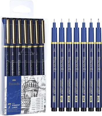 Productafbeelding van Deli Fineliner set met 7 stuks, model EQ909-WPC