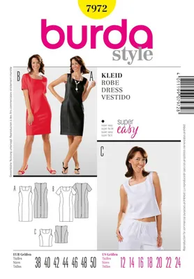 Produktbild von Burda Schnitt 7972 – Einfaches, tailliertes Kleid, Oberteil