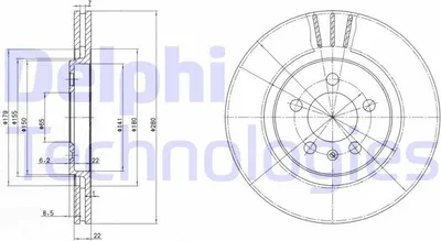 Produktbild von 2x DELPHI Bremsscheibe BG2713 für VW GOLF III (1H1) PASSAT Variant (3A5 35I)