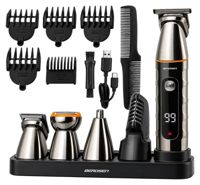 Obrázek produktu pro Berdsen BD-270 Multifunkční zastřihovač vlasů, vousů a těla 15 v 1, černo-stříbrný