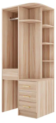 Productafbeelding van Kledingkast - Opbergrek - 70 x 55 x 175 cm - MDF - Open planken en gesloten vakken - Stabile constructie - Houtlook