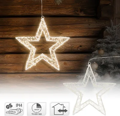 Produktbild von Koopman LED-Weihnachtsstern 38?cm, 960 LEDs, Timer, IP44, Metall-Drahtstern, AMZ105200