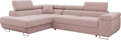 Produktbild von MIRJAN24 Ecksofa Torezio Cord, Stilvoll Eckcouch mit Bettkasten und Schlaffunktion, Einstellbare Kopfstützen, 274x203x70-90 cm (Farbe: Poso 52, Seite: Links)