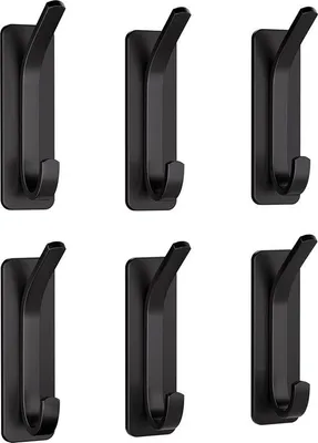 Produktbild von Klebeshaken, 6 Stück, schwarz, rostfrei, für Handtücher, Hüte, Schlüssel