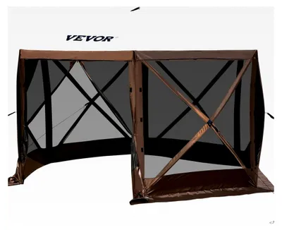 Produktbild von Pavillon-Zelt, 3,6 x 3,6 m, 6-seitiges Pop-up-Campingzelt mit Netzfenstern, tragbarer Tasche und Erdnägeln für Schatten im Freien