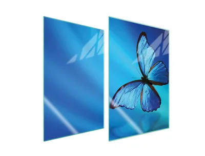 Immagine prodotto di Piastre copri fornelli 2 pezzi 35x52 Copri piano cottura in Vetroceramica tagliere in vetro farfalla blu