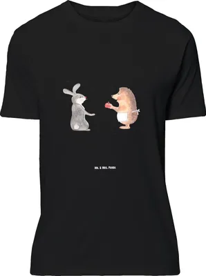 Produktbild von Mr. & Mrs. Panda Größe XL T-Shirt Hase Igel - Schwarz - Geschenk, mit Spruch, Tshirt, Trösten, und, Herzschmerz, Lustige Sprüche, Liebe, Shirt