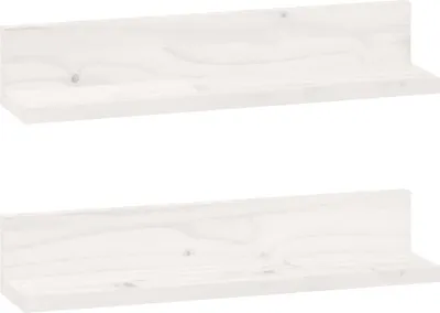 Obrázok produktu pre vidaXL Nástenné police 2 ks. Biele 50x11x9 cm Masívne borovicové drevo