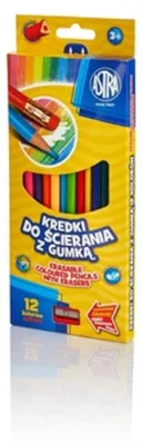 Produktbild von ASTRA radierbare Bleistifte mit Radiergummi, 12 Farben.
