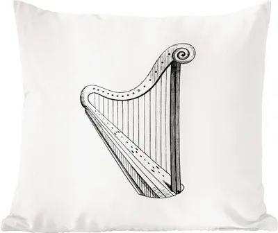 Produktbild von MuchoWow® Zierkissen Sofakissen Wohnzimmer Dekokissen 45x45 cm Retro - Harfe - Musik - Schlafpolster - Polster für das Sofa