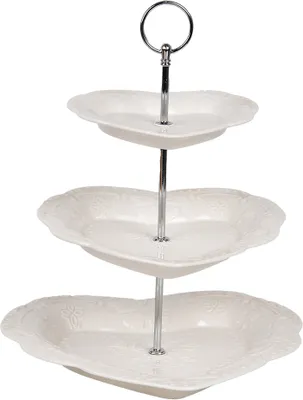 Produktbild von Clayre & Eef 3-Schicht-Etagere Ø 26x31 cm Weiß Keramik