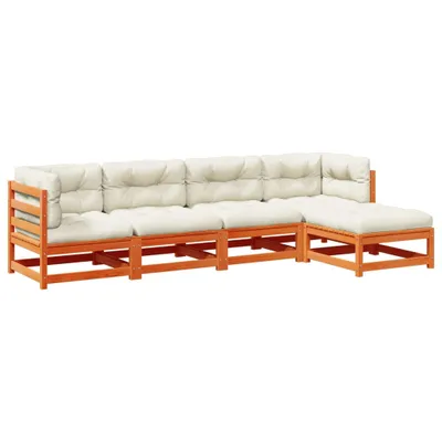 Produktbild von Möbel 5-tlg. Garten-Sofagarnitur mit Kissen Wachsbraun Kiefernholz - Gartenmöbelset 3299390