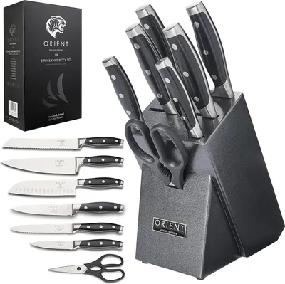 Obrázek produktu pro 8dln sada kuchyskch no, Orient, ada Origin, ulov blok, nky, Premium, nmeck nerezov ocel X50 Ultra+, ern