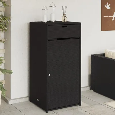 Obrázek produktu pro Zahradní skříň 55x55x111 cm, polyratan, černá – Úsporná úložná skříň pro venkovní použití a do garáže