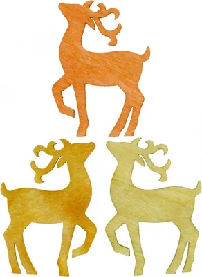 Produktbild von Streudeko Weihnachten Holz Hirsch 72 Stk. Natur Gelb Orange, 72 Stück