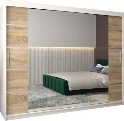 Produktbild von Kleiderschrank, Schiebetürenschrank Schlafzimmer, Schrank mit Spiegel VERONA 4 250 cm