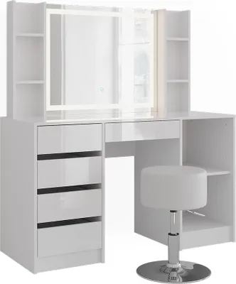 Produktbild von Schminktisch Vicco Sherry Weiß/Weiß Hochglanz 128.2 cm 5 Teile, Model 57632