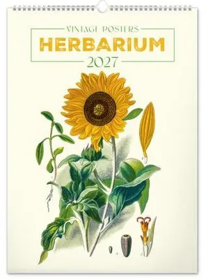 Zdjęcie produktu dla NOTIQUE Kalendarz ścienny "Vintage plakaty – herbariusz 2027", wymiary 33 x 46 cm