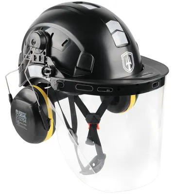 Forsthelm 3-in-1 mit Visier und Gehörschutz, verstellbar, ABS, Hi-Viz