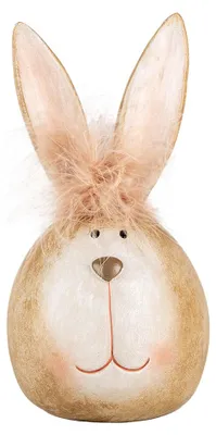 Imagen del producto de Clayre & Eef, figura decorativa de conejo, diámetro 11 cm, altura 21 cm, color beige, material: plástico