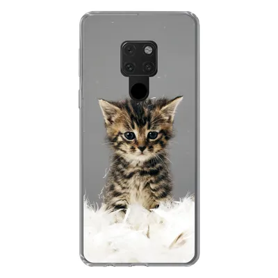 Produktbild von MuchoWow® Handyhülle Schutzhülle Hülle für Huawei P40 Lite Katze - Kätzchen - Federn Silikon Softcase Handy Hülle - Handy
