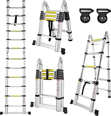 Produktbild von ACXIN 3.8M Klappleiter Teleskopleiter Multifunktionsleiter Ausziehleiter Mehrzweckleiter Ausziehbare Leiter 12 Stufe Stehleiter Belastbarkeit 150KG