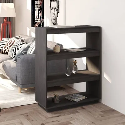 Produktbild von The Living Store Bücherregal/Raumteiler Grau 80x35x103 cm Massivholz Kiefer