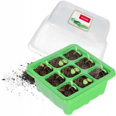 Produktbild von Minigewächshaus - Anzuchtschale mit 9 Zellen - Saatschale für Keimlinge - Mit Aussaat-Markierer