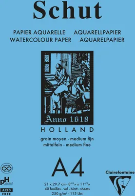 Produktbild von Clairefontaine 5x Aquarellblock A4 40 Blatt weiß telfeine Körnung SCH11854C