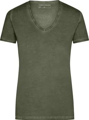 Produktbild von Trendiges T-Shirt mit V-Ausschnitt dusty-olive, Gr. XL