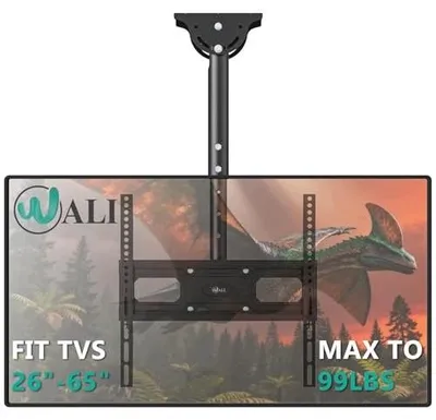 Zdjęcie produktu dla Uchwyt sufitowy do telewizora 66 165 cm czarny obrotowy dla TV LCD LED oled