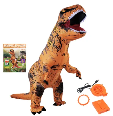 Produktbild von Eikuavons Aufblasbares Kostüm Dinosaurier Erwachsene 2 m, T-Rex Kostüm mit Gebläse, Handschuhen für Halloween Fasching