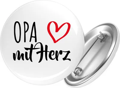 Produktbild von Huuraa Button Opa mit Herz 25mm rund mit Sicherheitsnadel Ansteckbutton Geschenkidee
