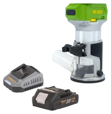 Obrázek produktu pro Akumulátorová multifunkční frézka Procraft POB24bb 20 V 6/8 mm bezkartáčová + 1x akumulátor 2,0 Ah + nabíječka