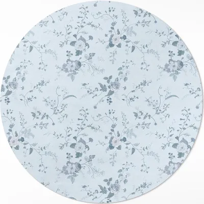 Produktbild von Gemalte zarte Blumen auf der Wiese– Vinyl Küchenteppich – fi 80cm – Rutschfest, pflegeleicht & langlebig