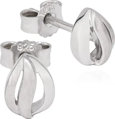 Produktbild von NKlaus Paar Blatt Ohrstecker 925 Silber teilmatt rhodiniert 7x8mm Damen Ohrringe klein 13627